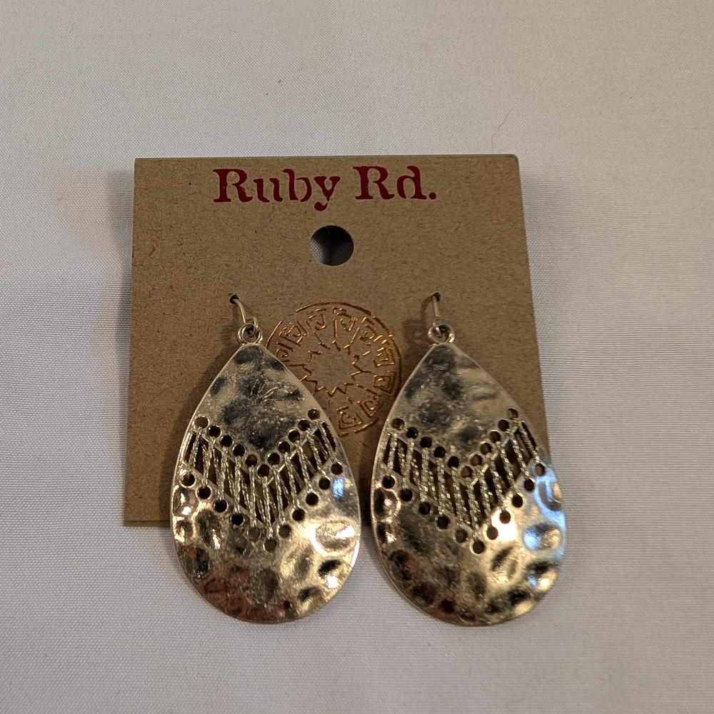 Ruby Rd. Gold Textured Teardrop Earrings